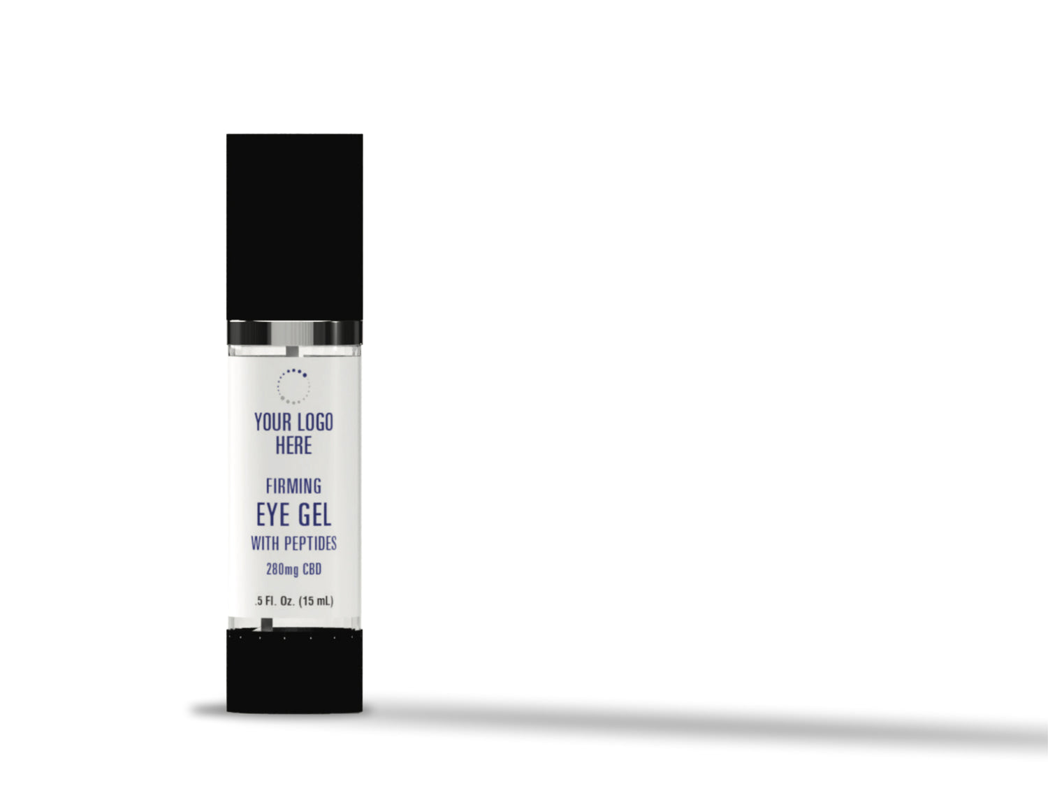 An example of a cosmetic container that reads a generic label saying "Your logo here"